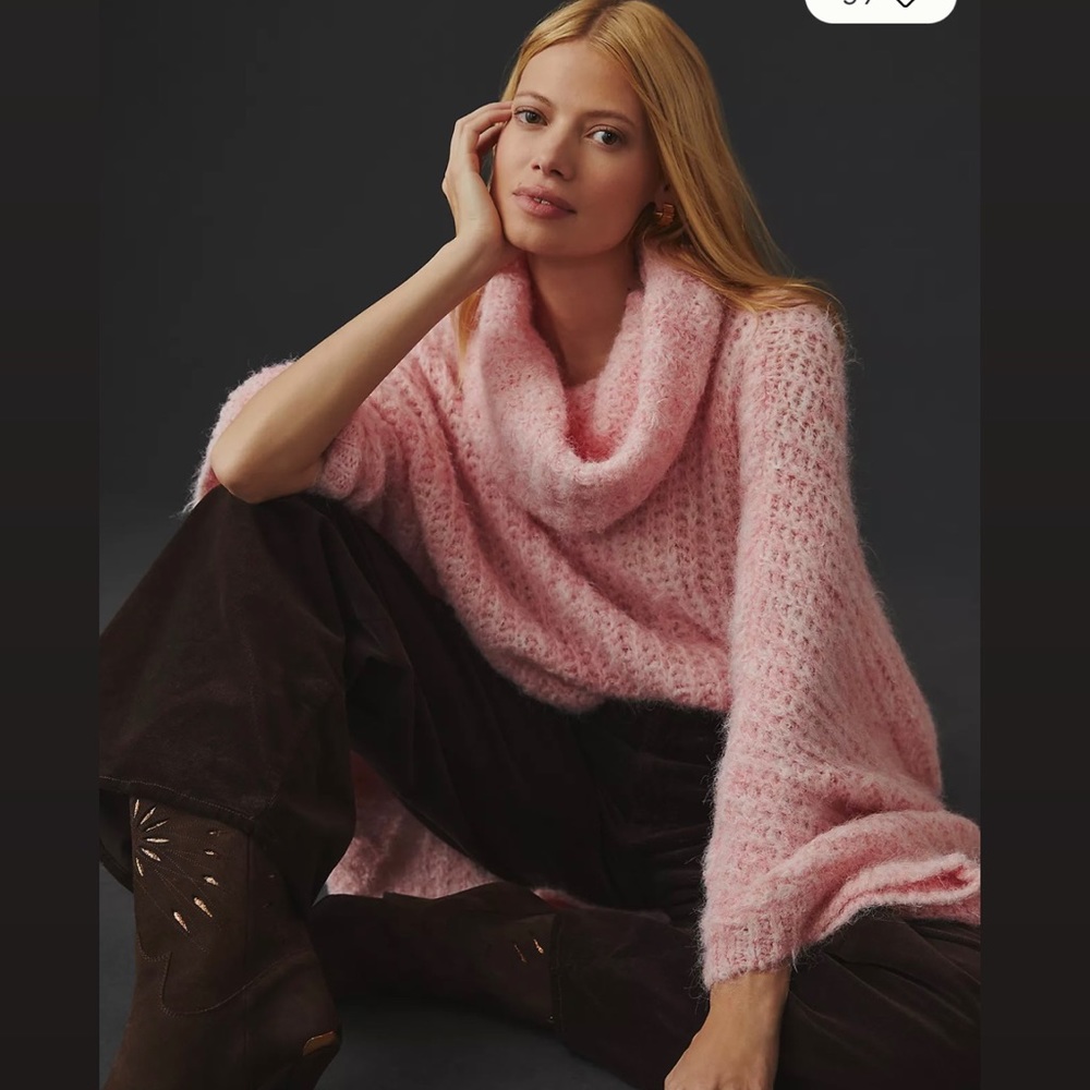 NWT By Anthropologie Funnel-Neck Light Pink Poncho